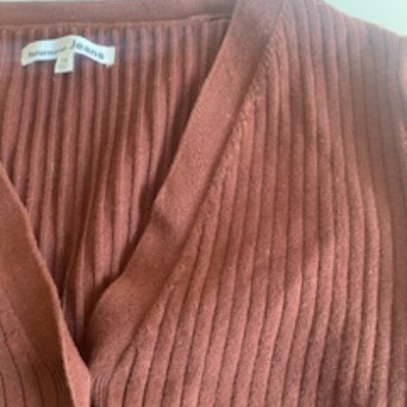 Reformation Gilda Ribbed V-Neck Cardigan (chestnut) - Picture 3 of 4